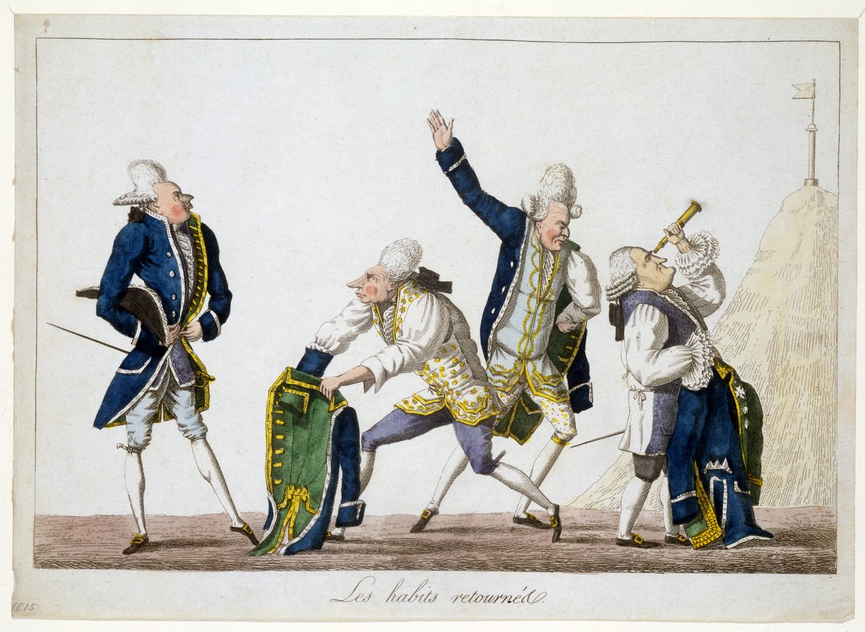 Les Habits Retournés, ca. 1815 (handkolorierte Gravur) von French School