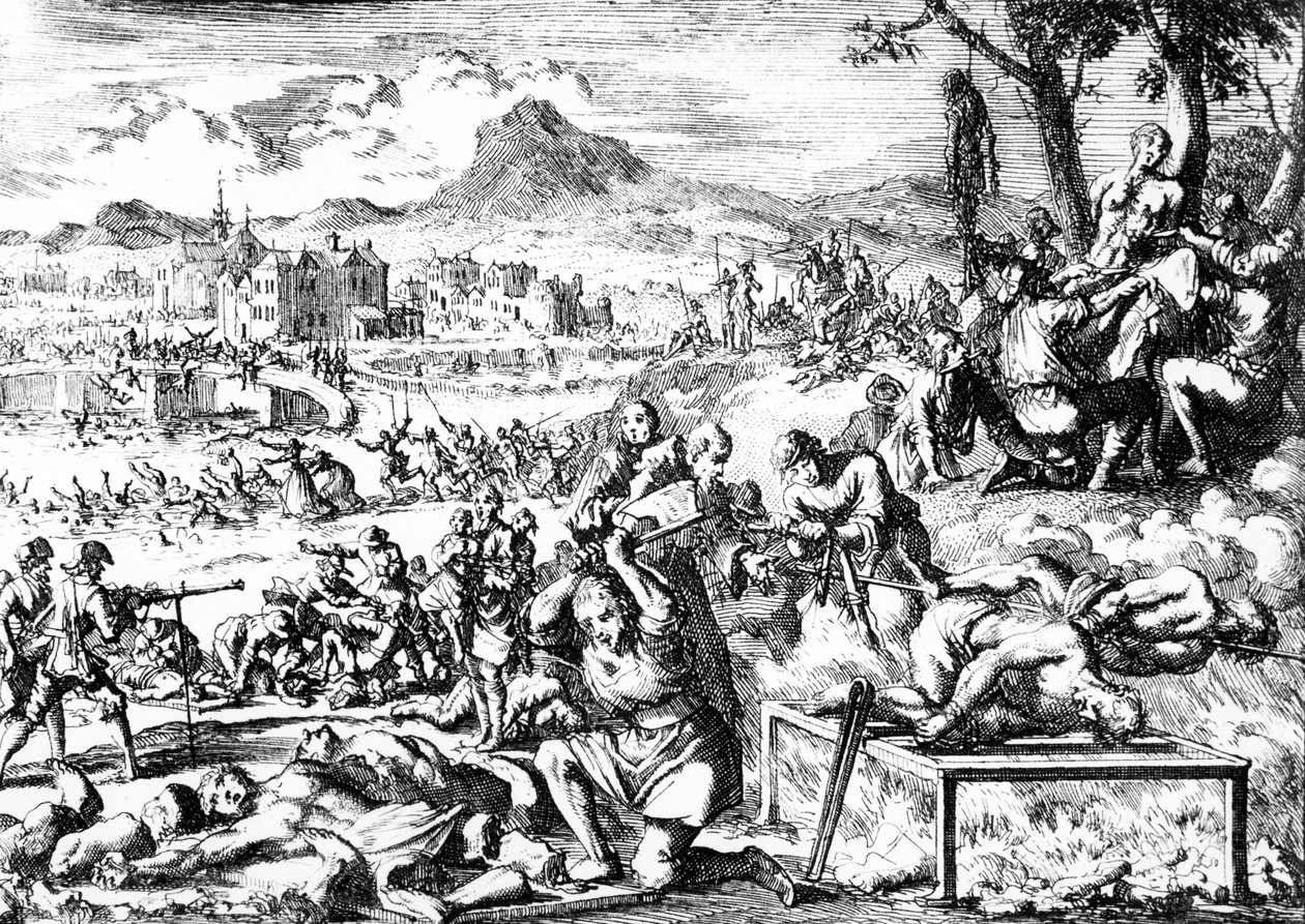 Massaker in Irland 1644, ca. 1685 von French School