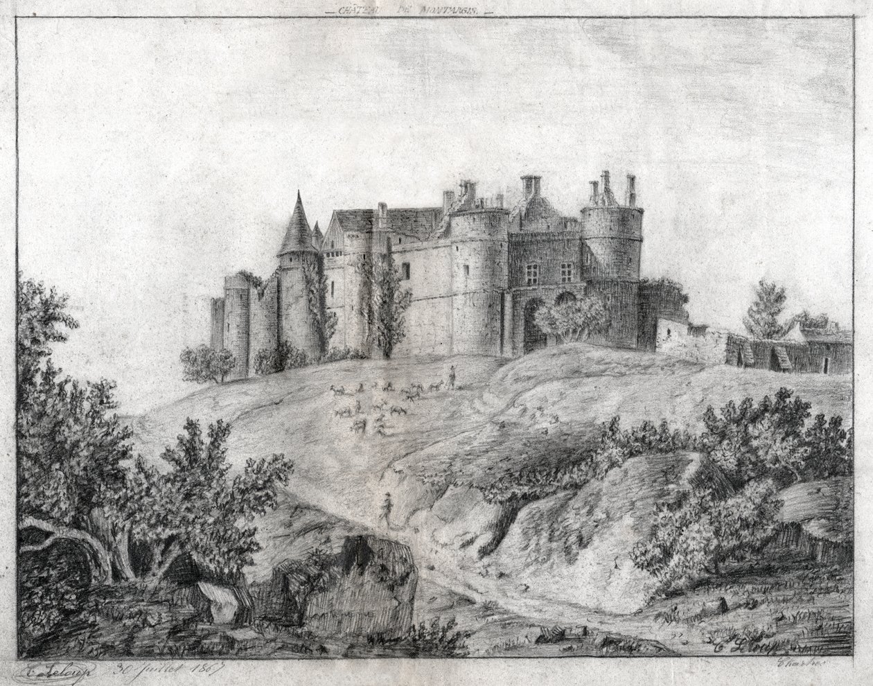 Schloss Montargis (Zeichnung) von French School