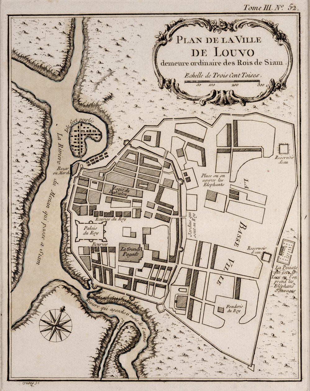 Plan von Lopburi, 1751 von French School