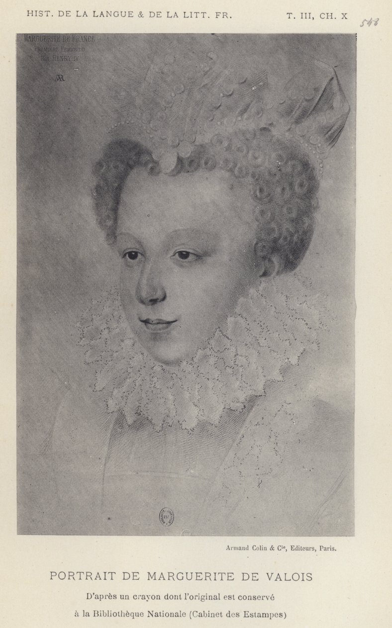 Porträt von Marguerite de Valois (Lithographie) von French School