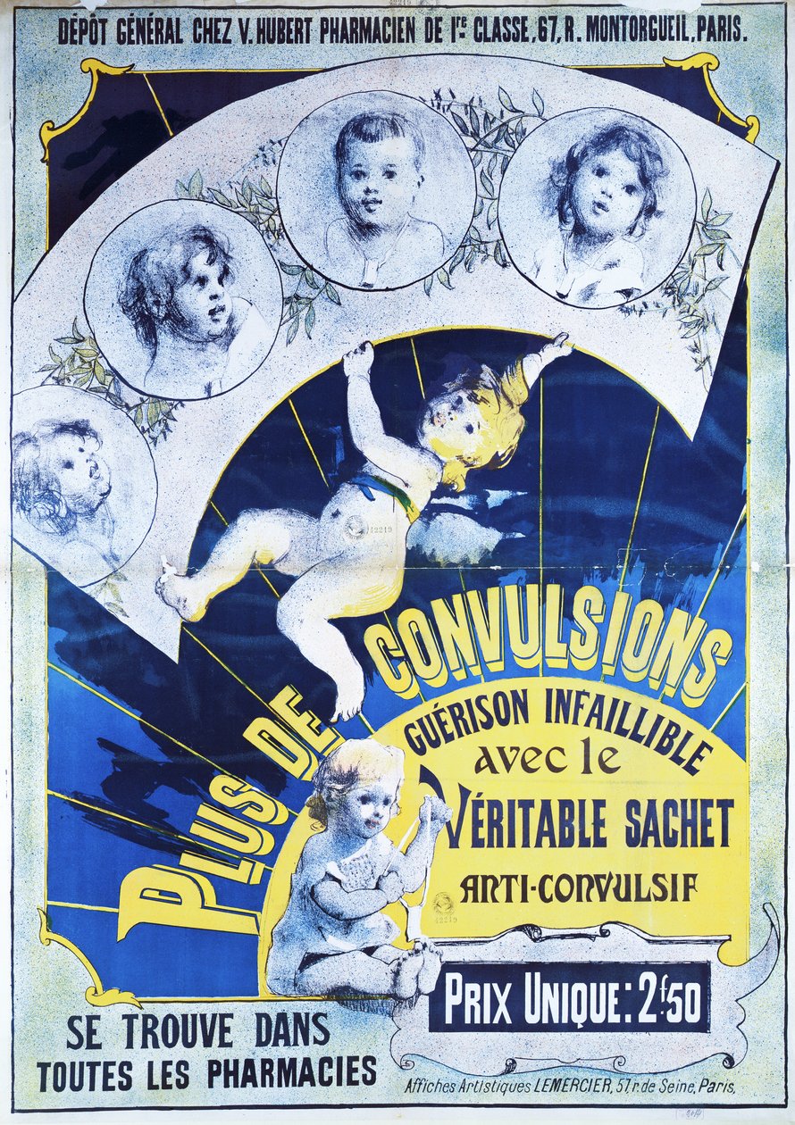Plakat zur Werbung für die Veritable Sachets Anti-Convulsif von French School