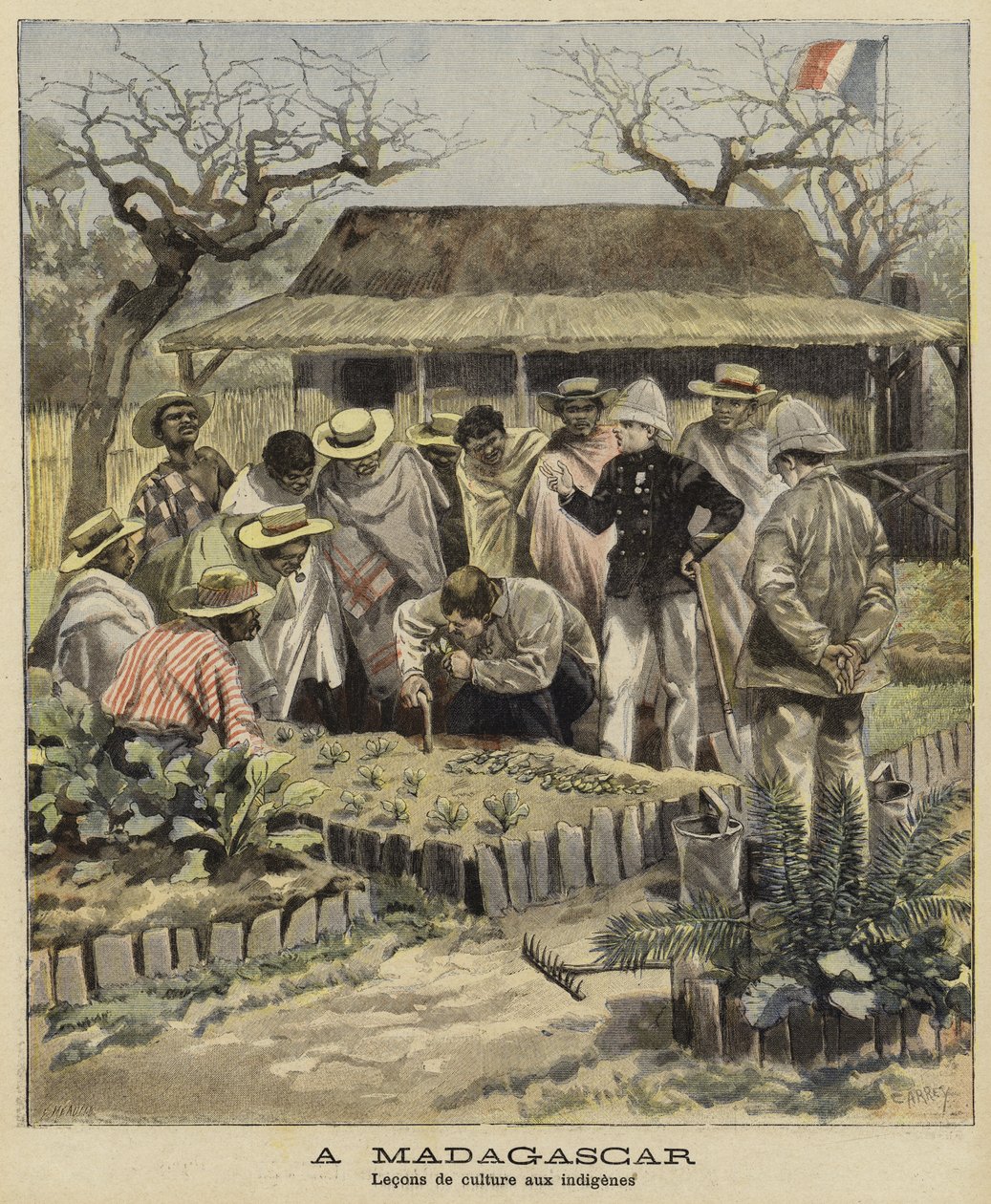 Einheimische in landwirtschaftlichen Techniken unterrichten, Madagaskar, 1897 von French School