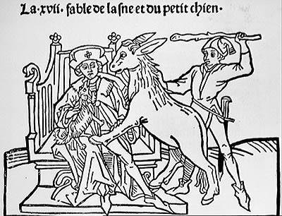 Der Esel und der kleine Hund (Gravur) von French School