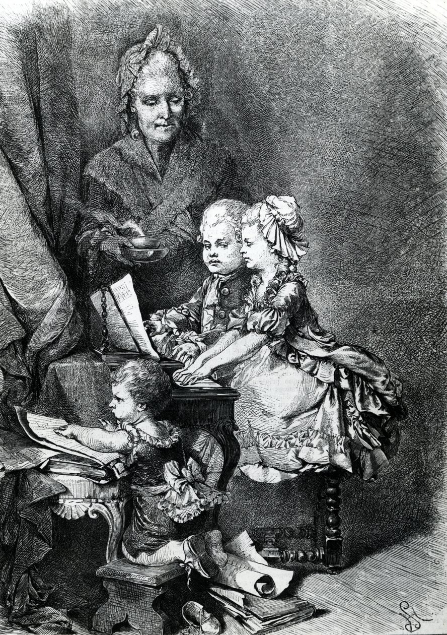 Der junge Mozart spielt Klavier von French School