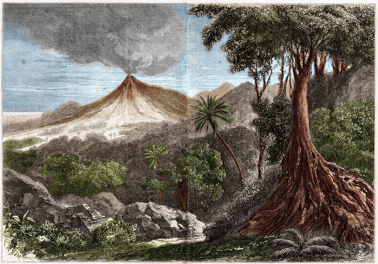 Vulkanausbruch, Insel La Réunion von French School