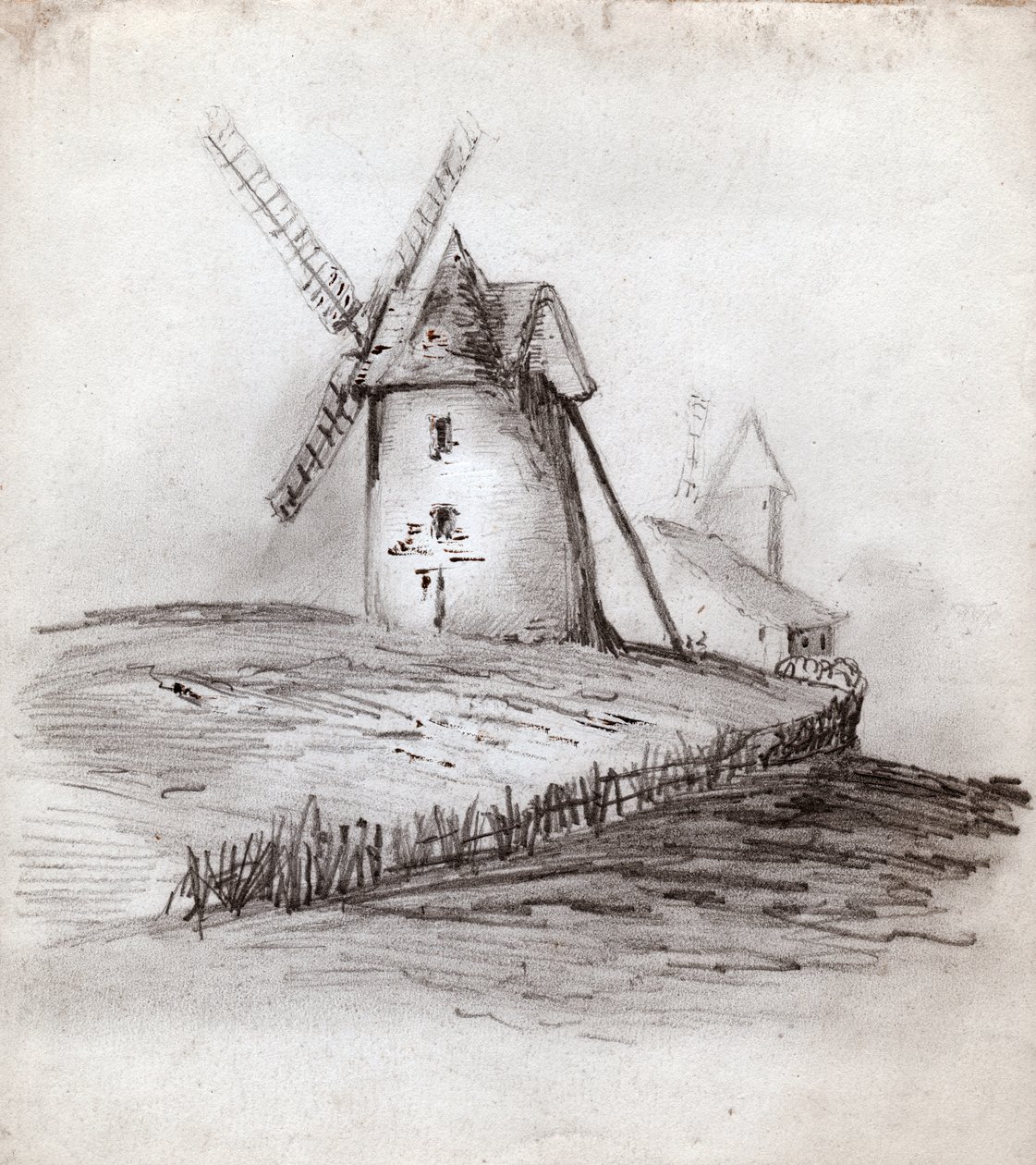 Windmühlen (Zeichnung) von French School