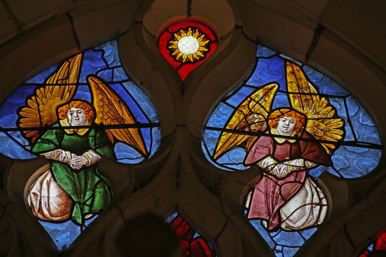 Fenster mit Engeln (Buntglas) von French School