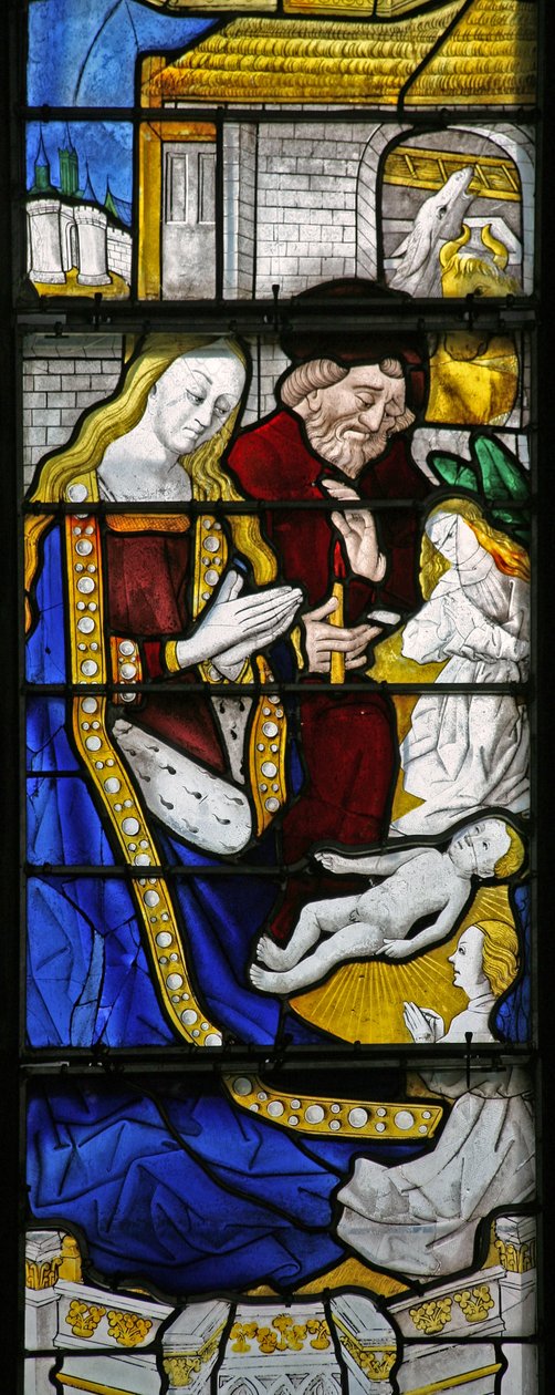 Fenster w1, das die Geburt Christi darstellt von French School