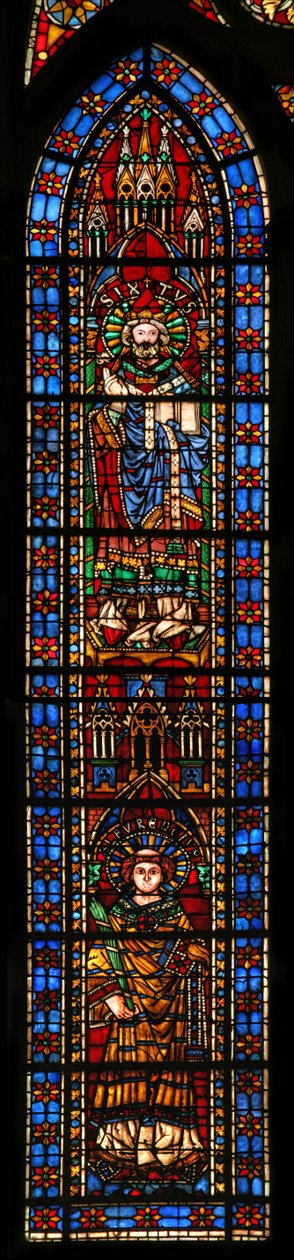 Fenster w201, St. Laurentius und Sixtus darstellend von French School