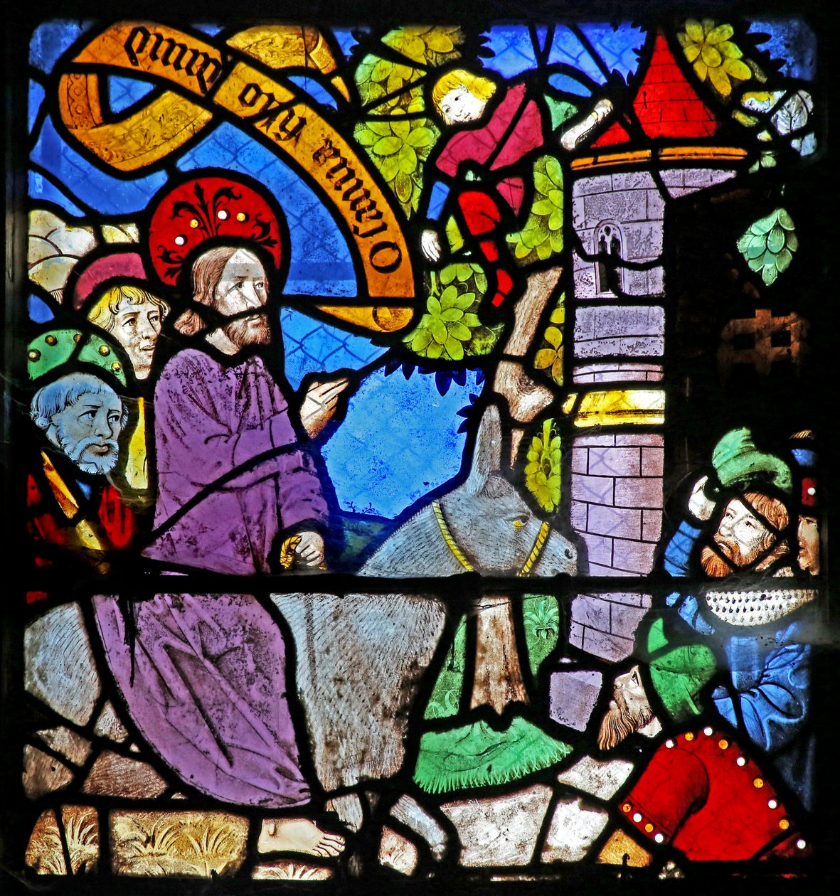Fenster w22, das den Einzug in Jerusalem darstellt von French School