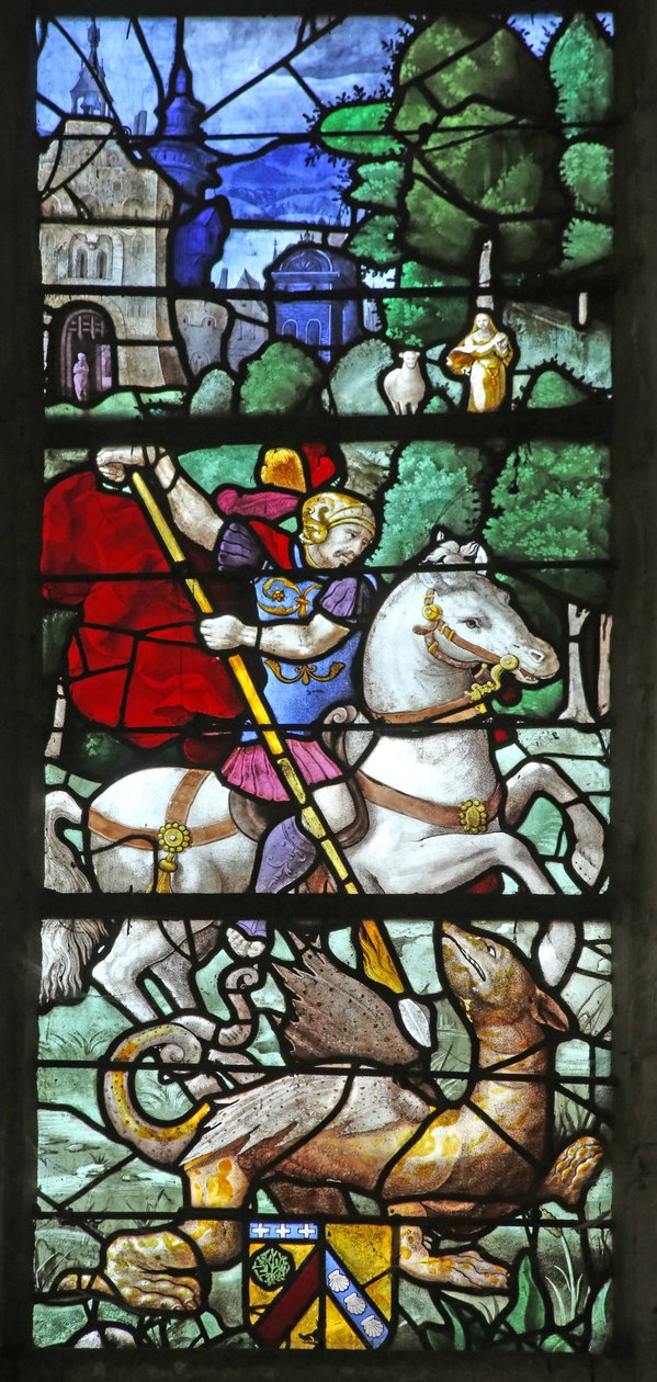 Fenster w2 mit Darstellung von St. Georg von French School