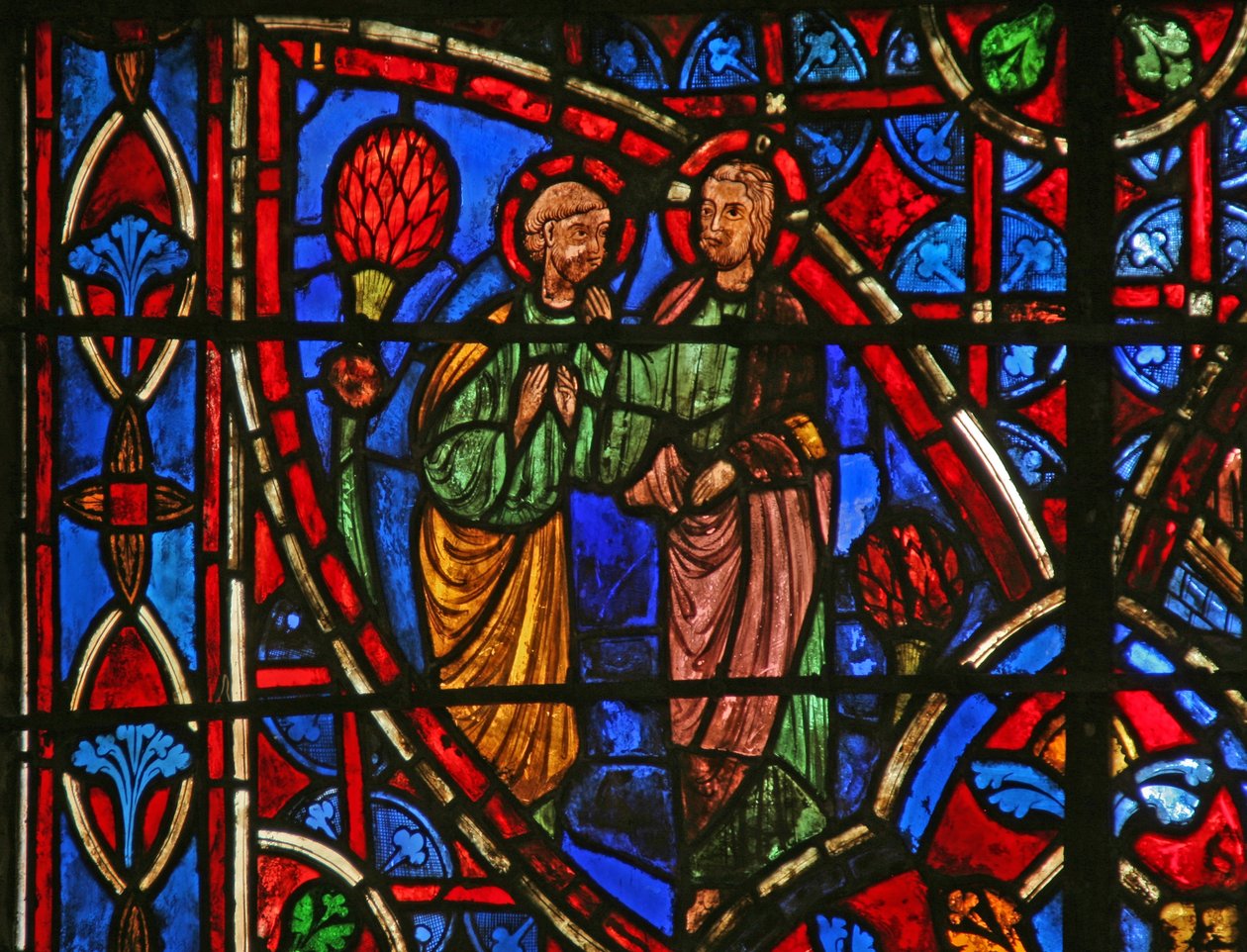 Fenster w7, St. Petrus mit Christus von French School