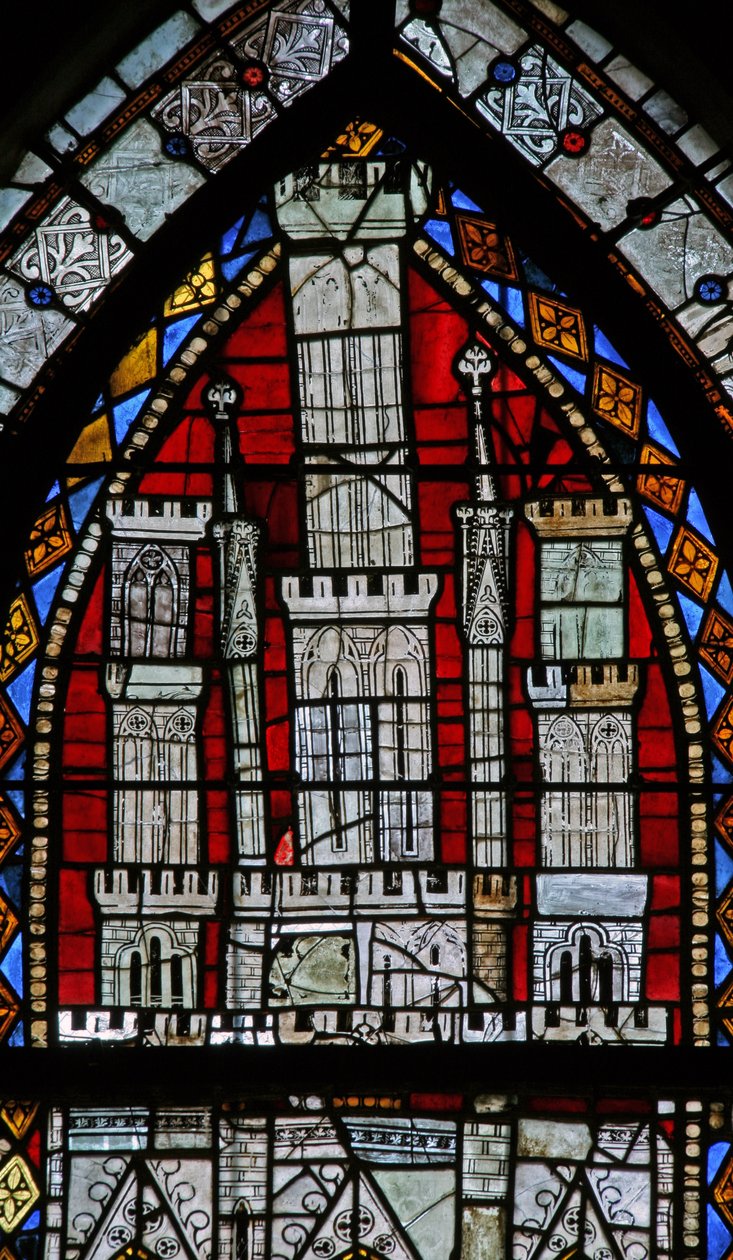 Fenster w9 mit einem Baldachin von French School