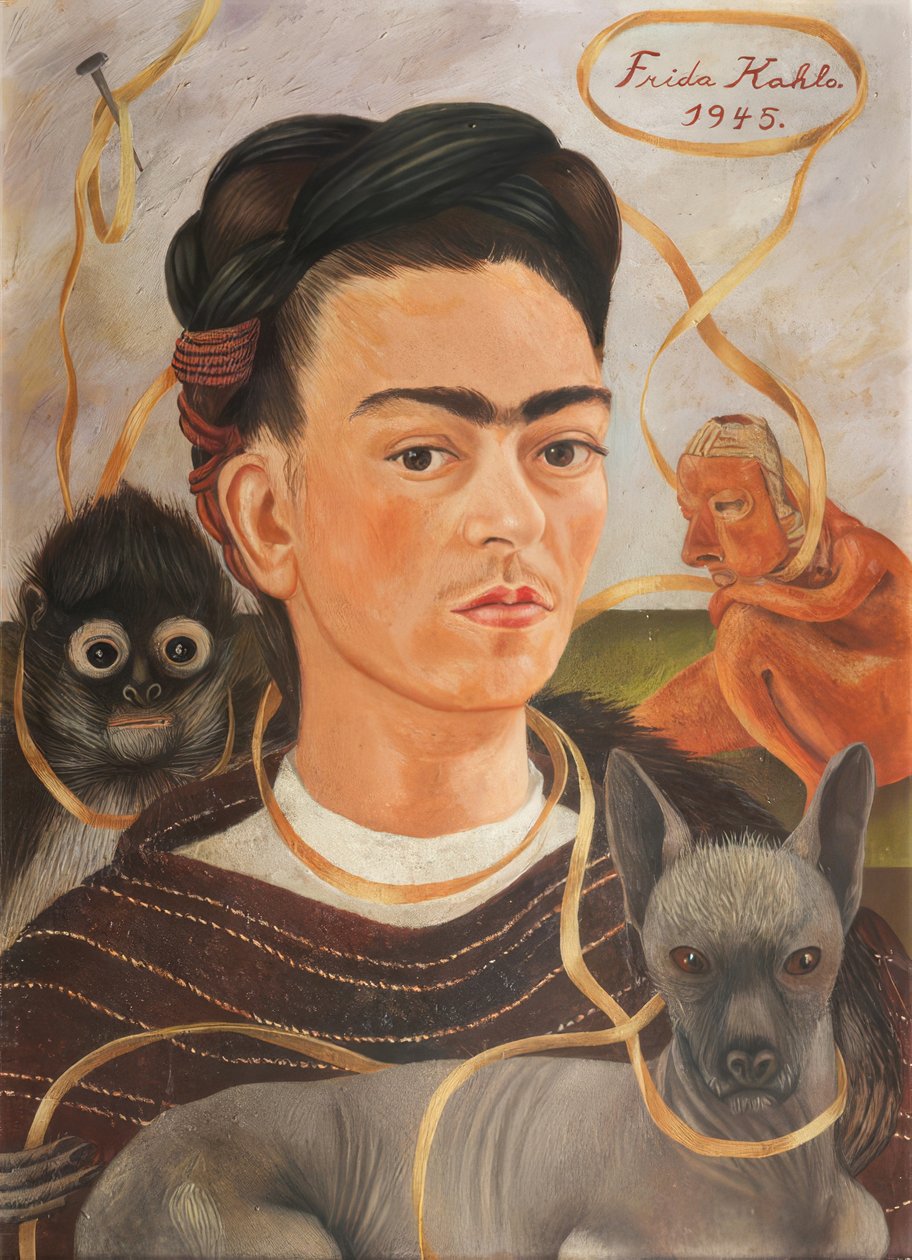 Selbstporträt mit Äffchen von Frida Kahlo