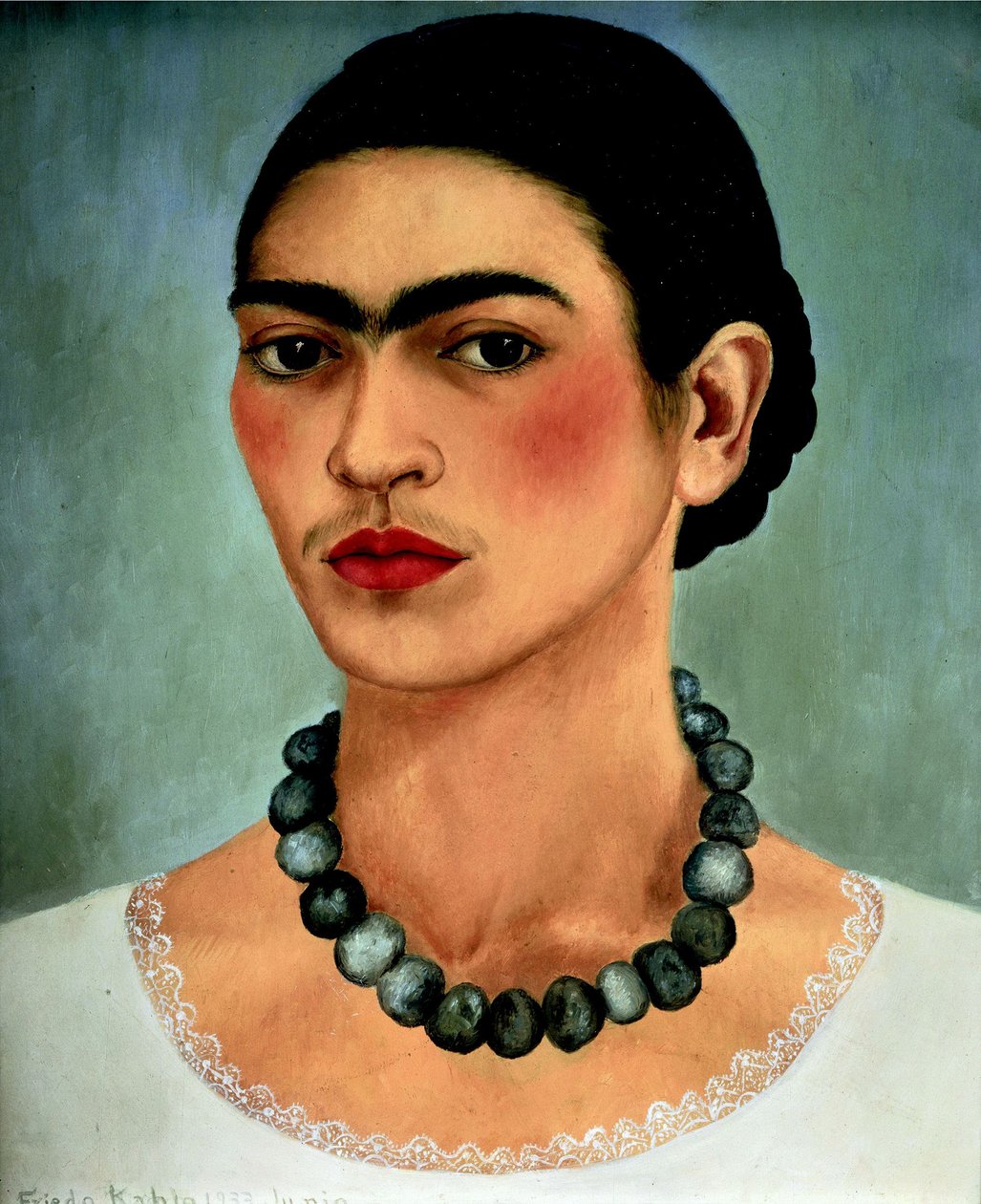 Selbstporträt mit Halskette von Frida Kahlo