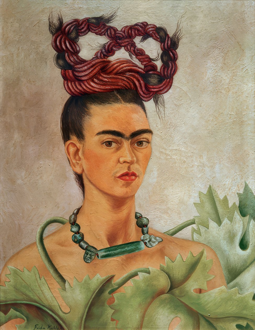 Selbstporträt mit Platte von Frida Kahlo