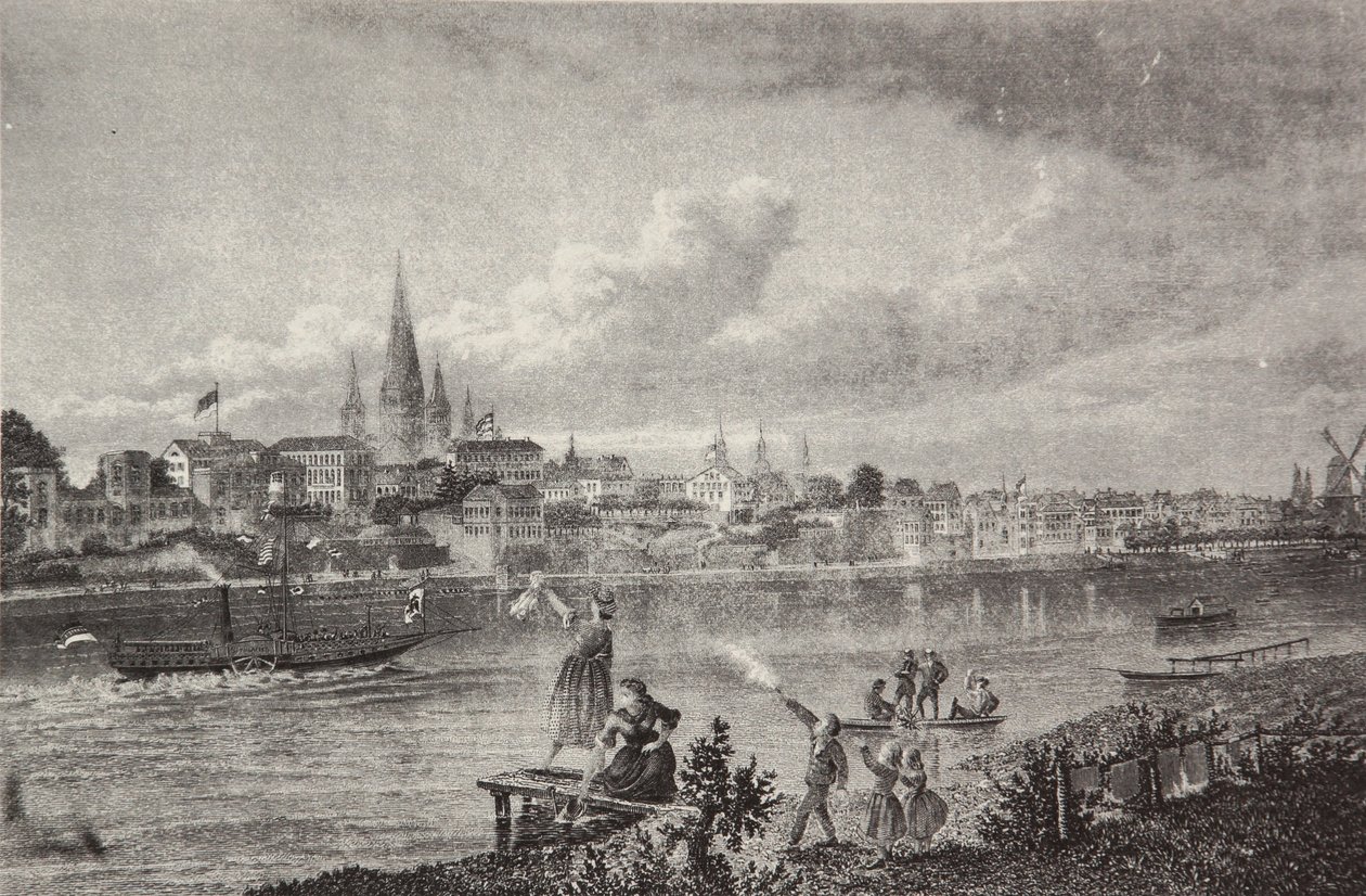 Stahlstich aus einem Rheinalbum von Friedrich Foltz von Pierre Joseph Redouté