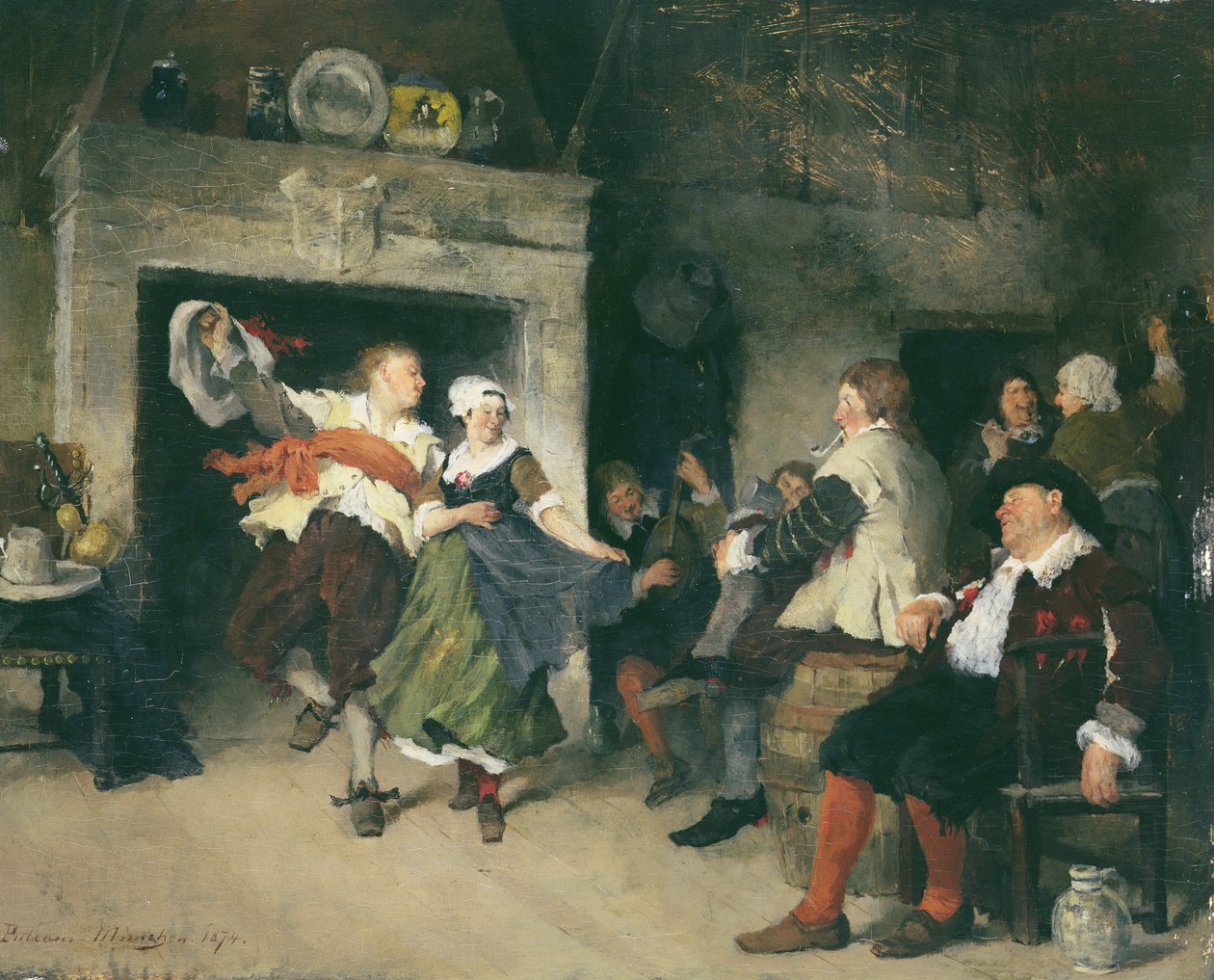 Tanzendes Paar in einer Taverne, 1874 von Friedrich von Puteani