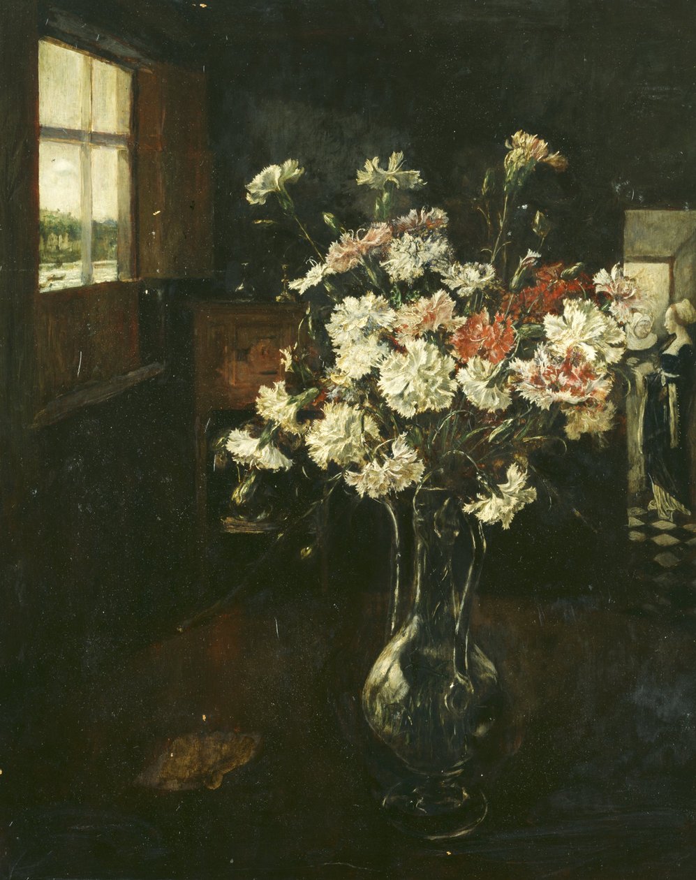 Interieur mit Nelkenstrauß von Friedrich Stahl