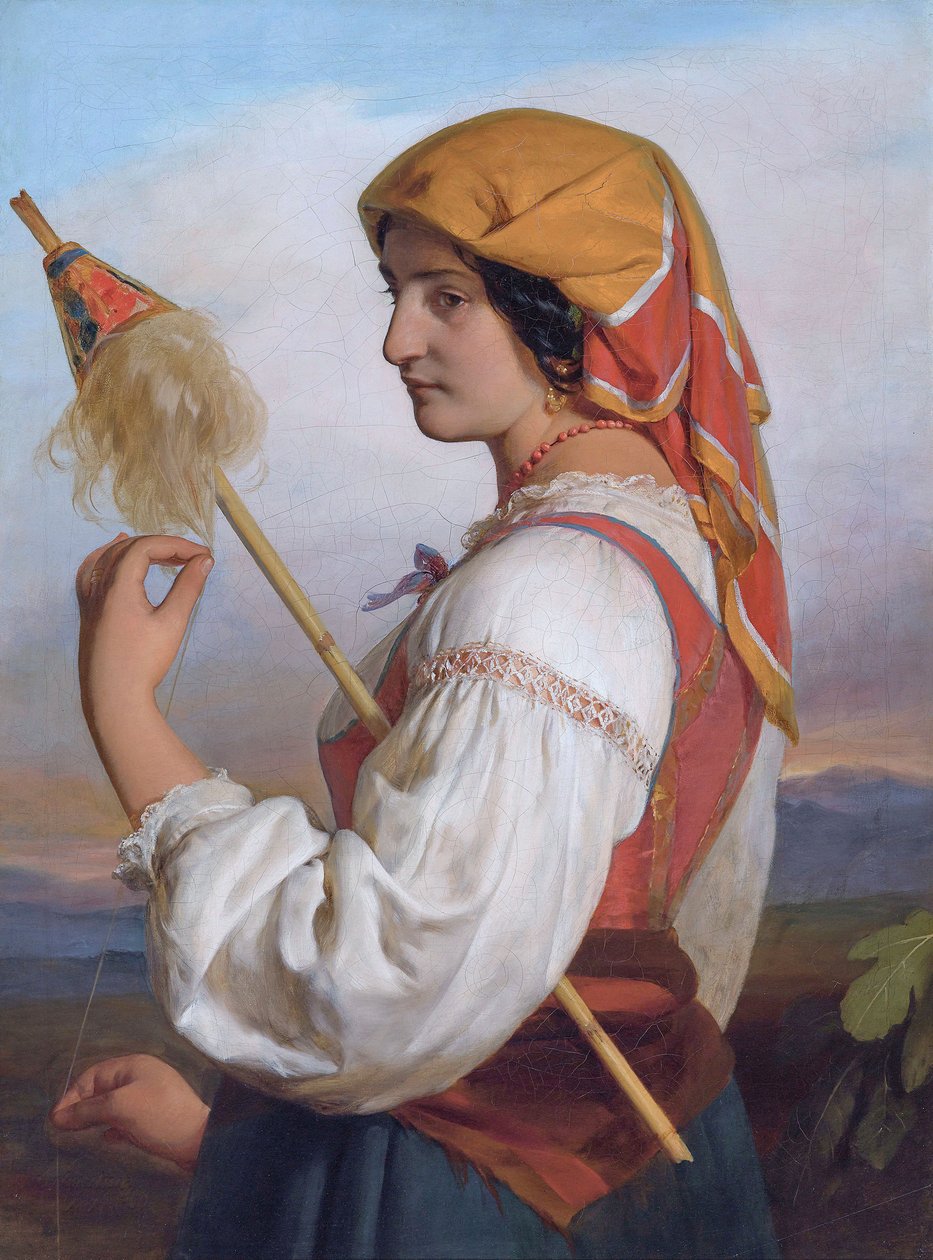 Italienerin (Chiaruccia) mit Spinnrocken von Friedrich von Amerling