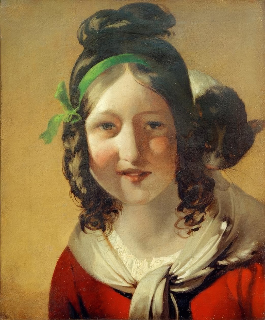 Lachendes Mädchen mit Katze von Friedrich von Amerling