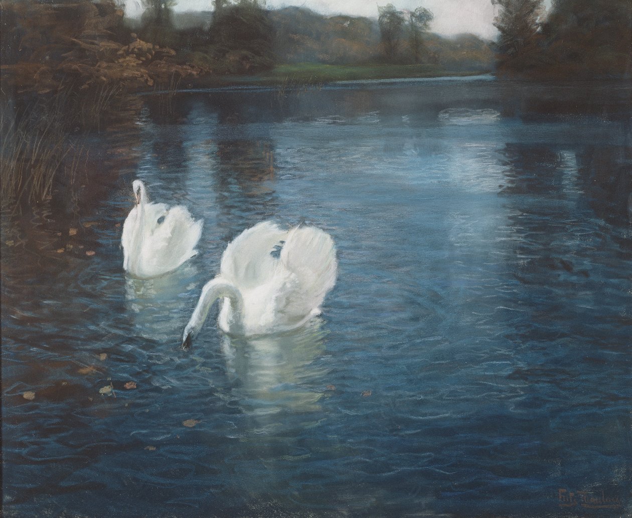 Schwäne auf dem Fluss, ca. 1880 von Frits Thaulow