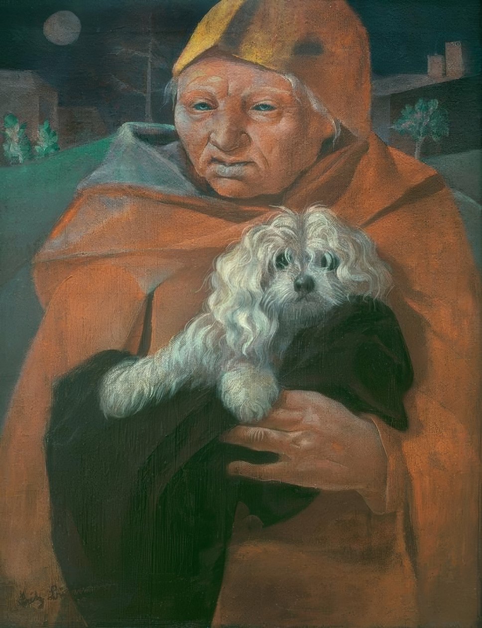 Der alte Mann mit seinem Hund von Fritz Burmann