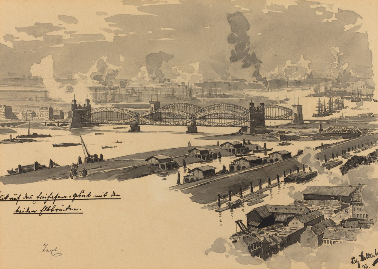 Freihafen mit den Elbbrücken von Fritz Stoltenberg