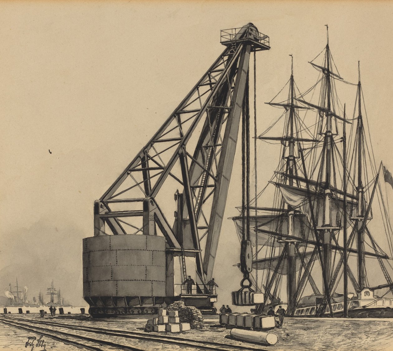 Kran im Freihafen von Fritz Stoltenberg