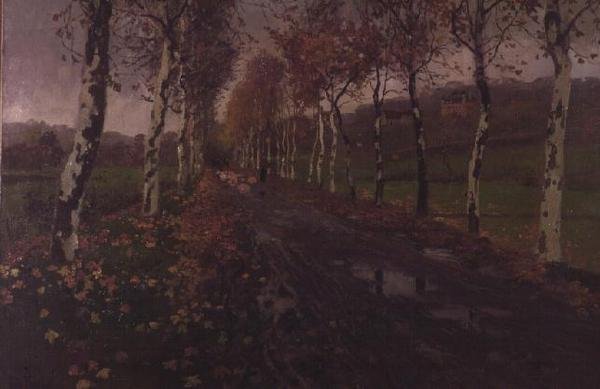 Die Allee der Silberbirken von Fritz Thaulow