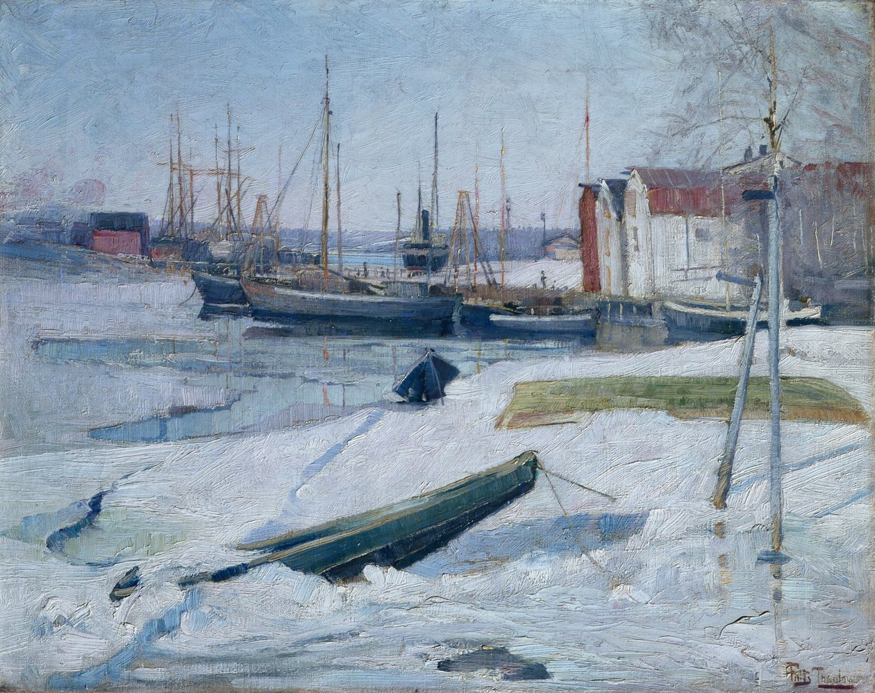 Winter im Hafen, Oslofjord von Fritz Thaulow