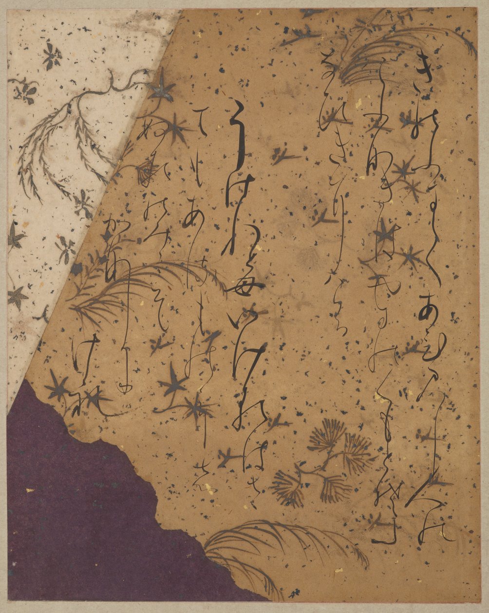 Seite aus dem Ishiyama-gire von Ki no Tsurayuki von Fujiwara no Sadanobu attr. to Fujiwara no Sadanobu attr. to