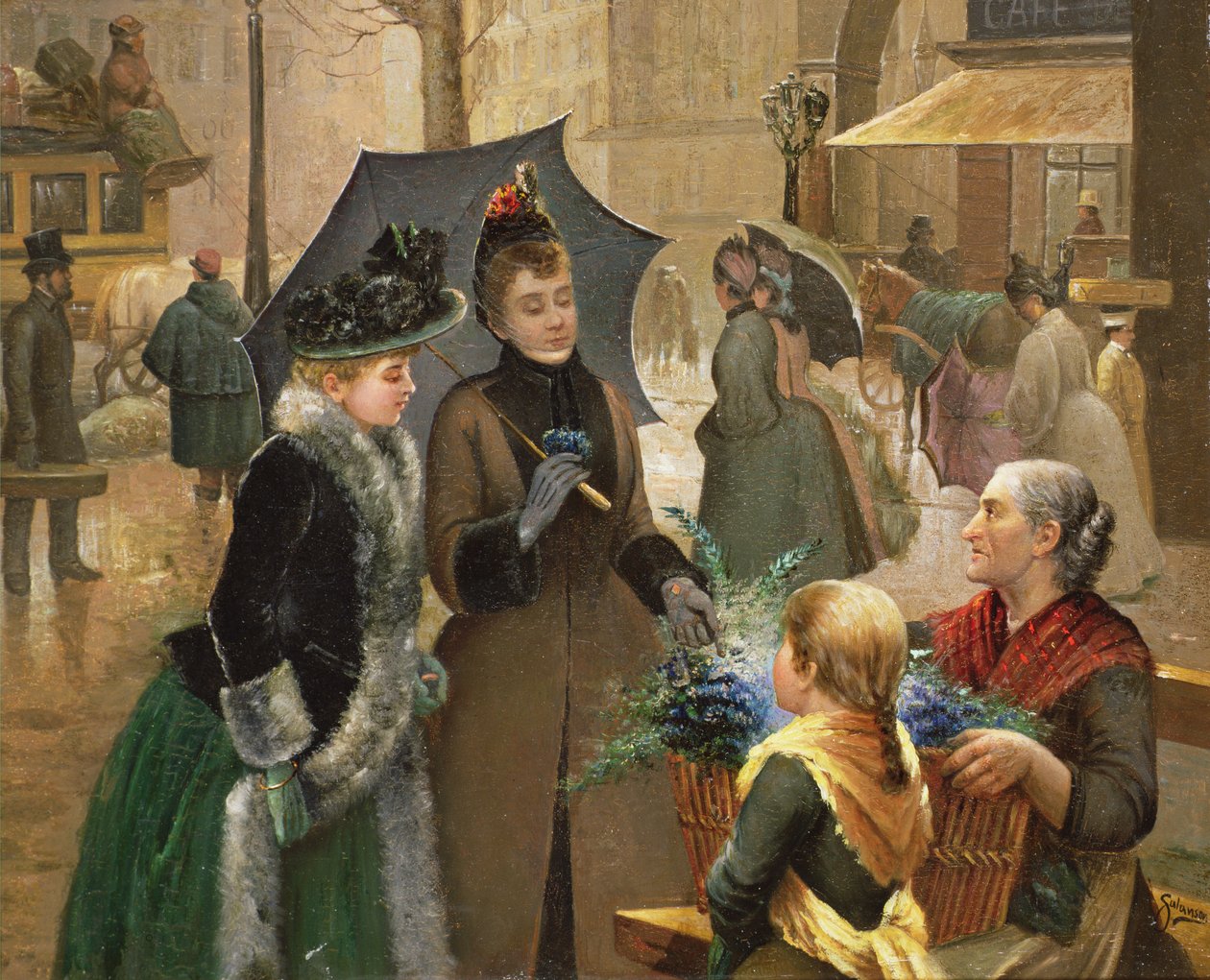 Blumen kaufen, 19. Jahrhundert von G. Salanson