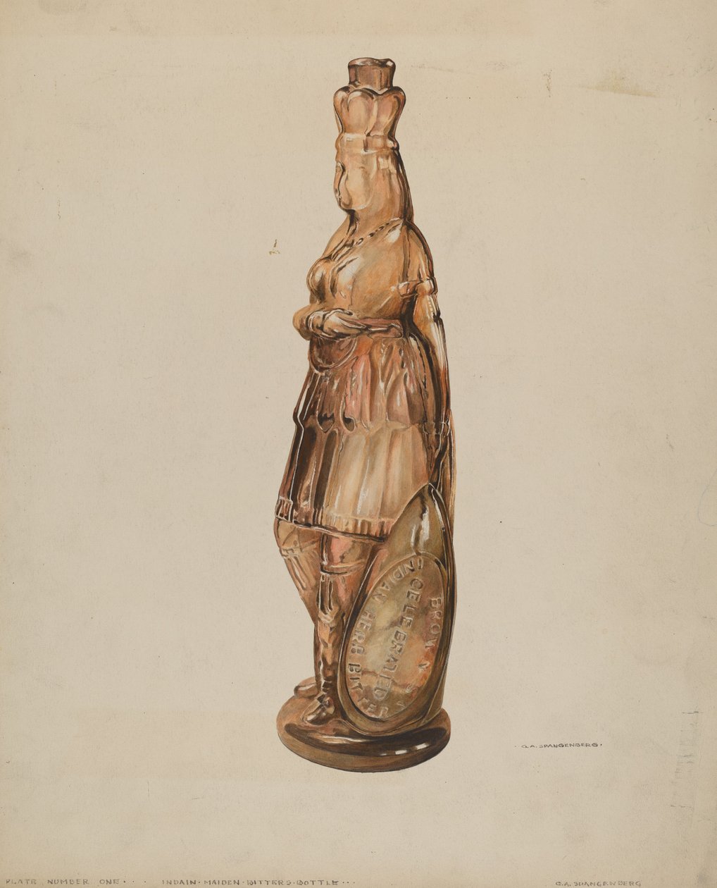 Indianer-Mädchen-Bitters-Flasche von G.A. Spangenberg