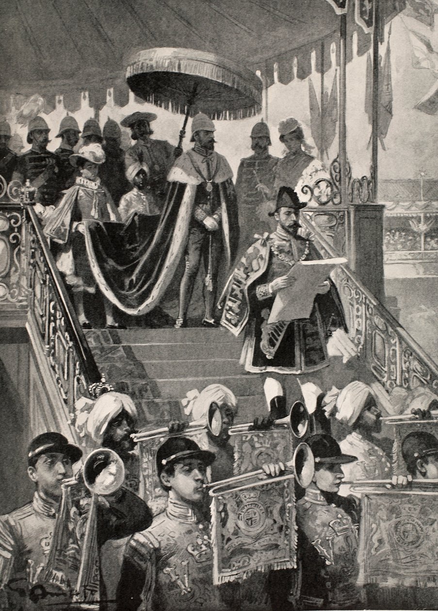 Die erste Proklamation des indischen Kaisertitels der britischen Krone in Delhi, Neujahrstag, 1877, aus 