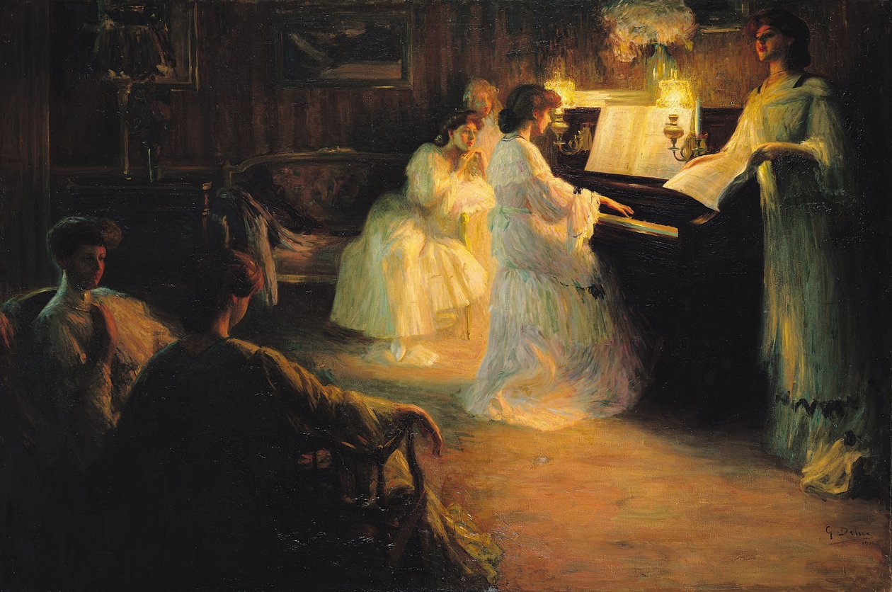 Junge Mädchen am Klavier, 1906 von Gabriel Deluc
