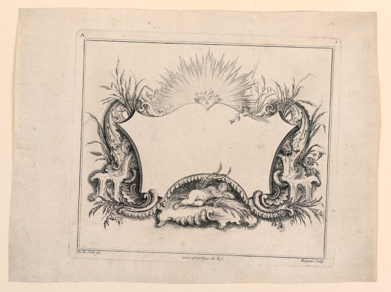 Wappenschild, aus "Recueil Nouveau de Differens Cartouche" von Gabriel Huquier