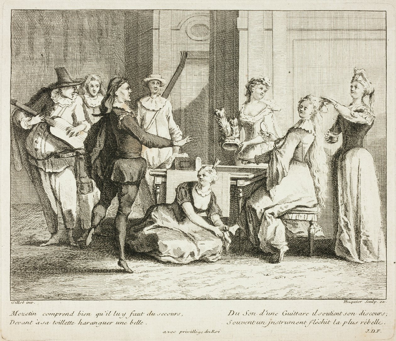 Platte aus Livre de Scènes Comiques von Gabriel Huquier