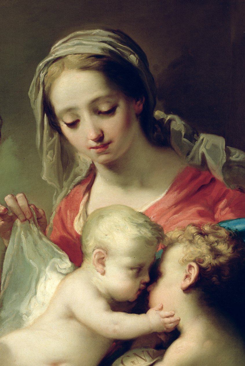 Madonna und Kind mit den Heiligen Johannes, Anna und Rocco (Detail) von Gaetano Gandolfi