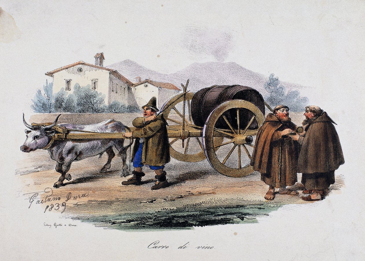 Wagen mit Weinfass von Gaetano Dura