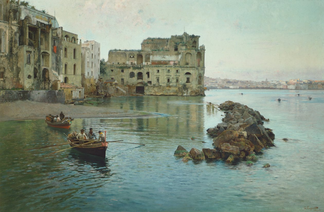 Marina in der Nähe des Palazzo Donn Anna in Neapel von Gaetano Esposito
