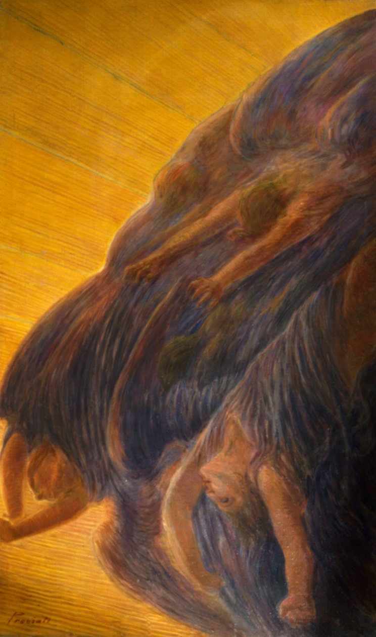 Fall der Engel, Triptychon Seitenpaneel von Gaetano Previati