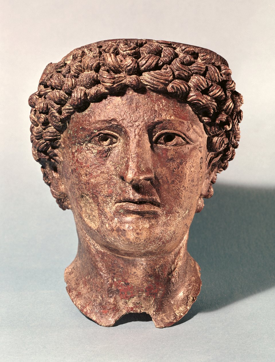 Kopf des Apollo, aus Lillebonne (Bronze) von Gallo Roman