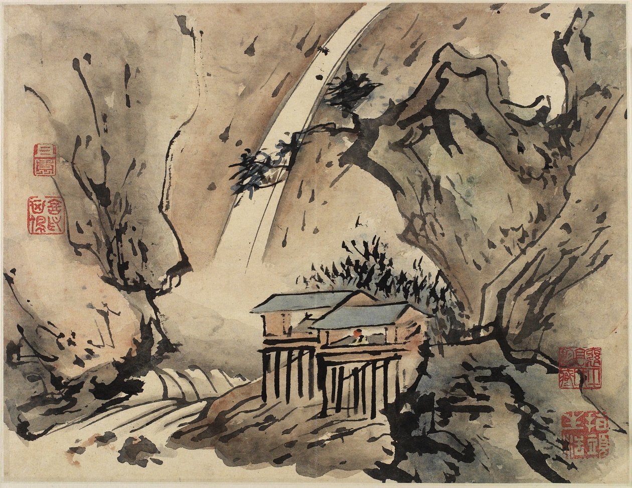 Fingerpainting, aus einem Album von zehn, 1684 von Gao Qipei