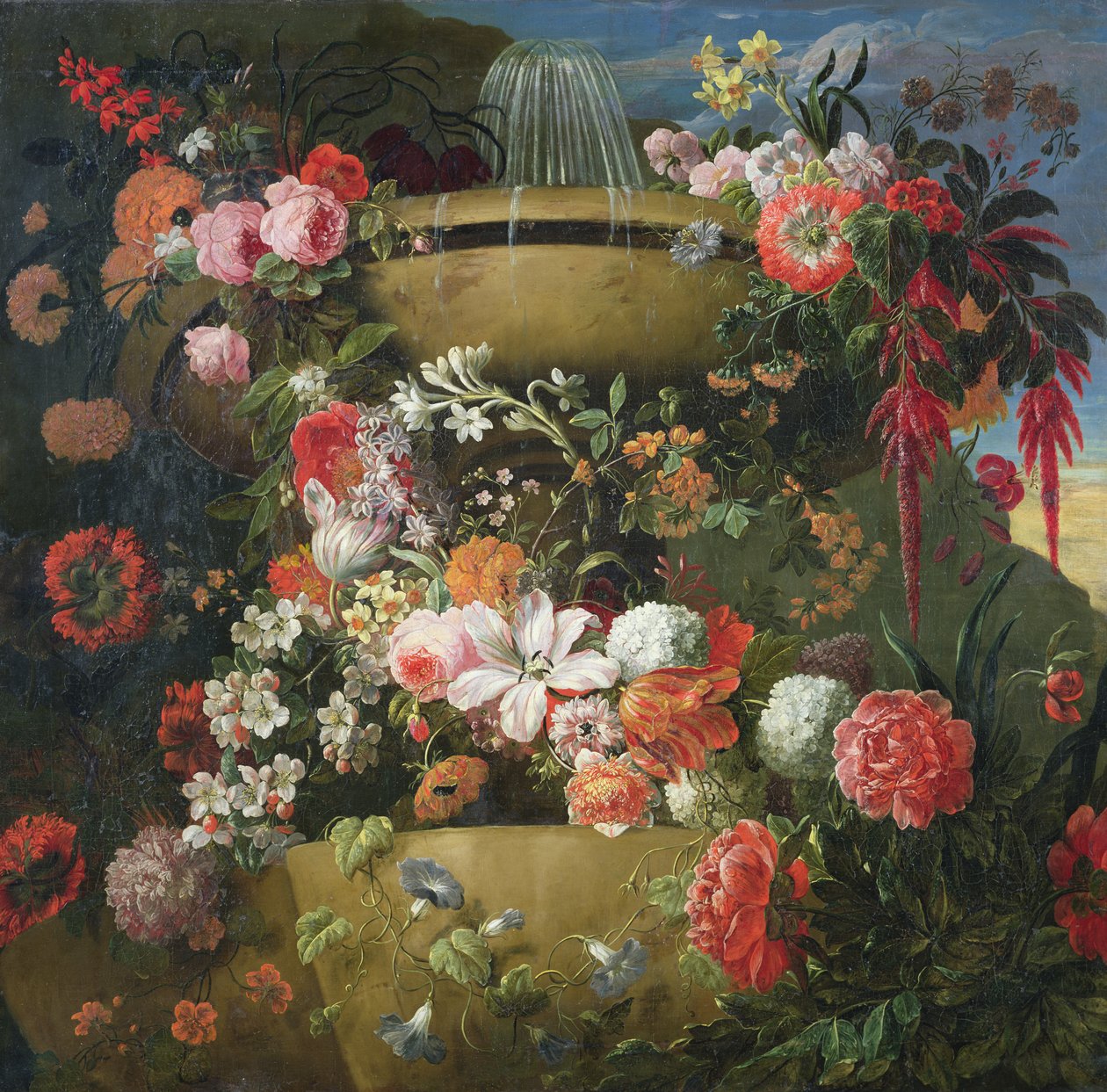 Becken und Blumen von Gaspar Peeter The Elder Verbruggen