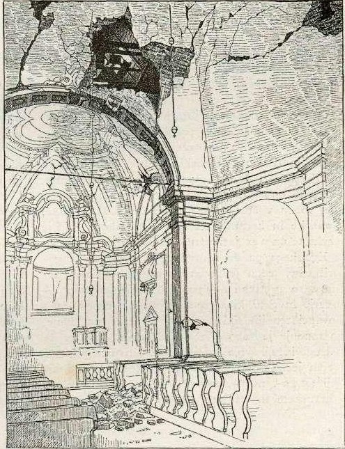 Pfarrkirche in Vodice nach dem Erdbeben von Gaspar Porenta
