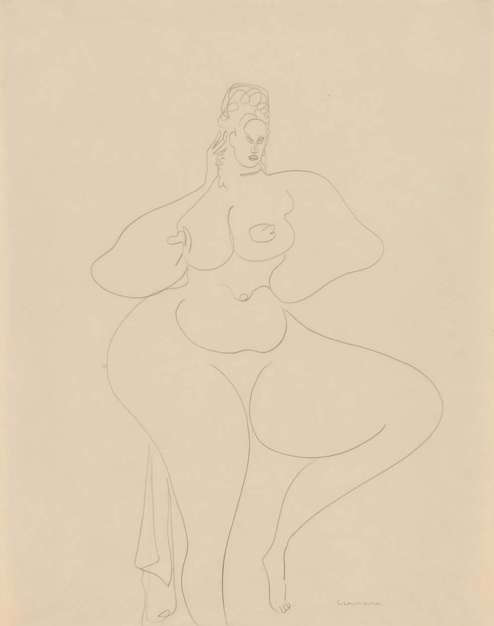 (Nackte Tänzerin mit Draperie) von Gaston Lachaise