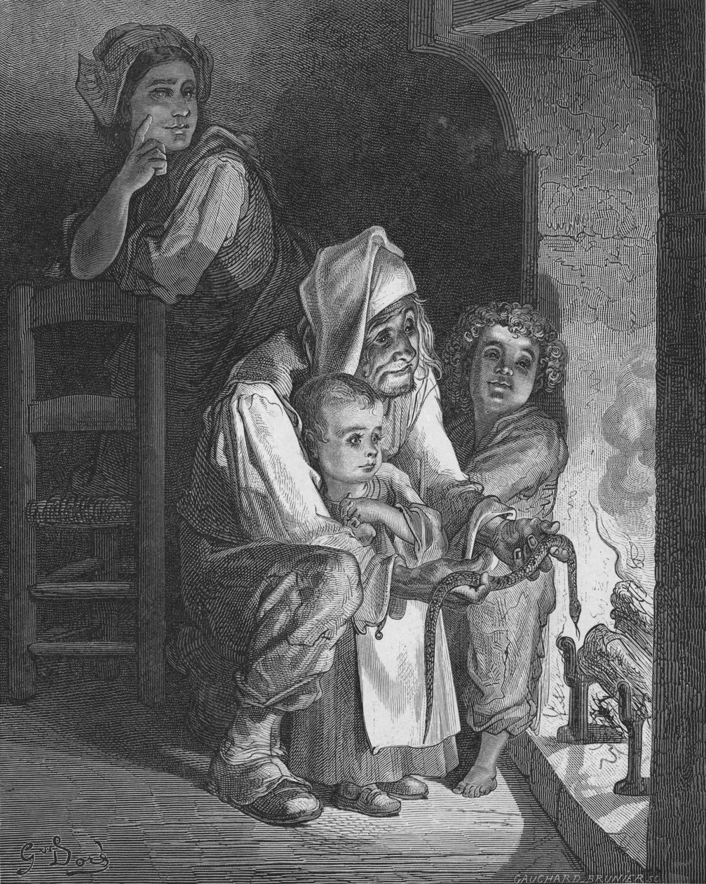 Der Bauer und die Schlange, 1870 von Gauchard Brunier