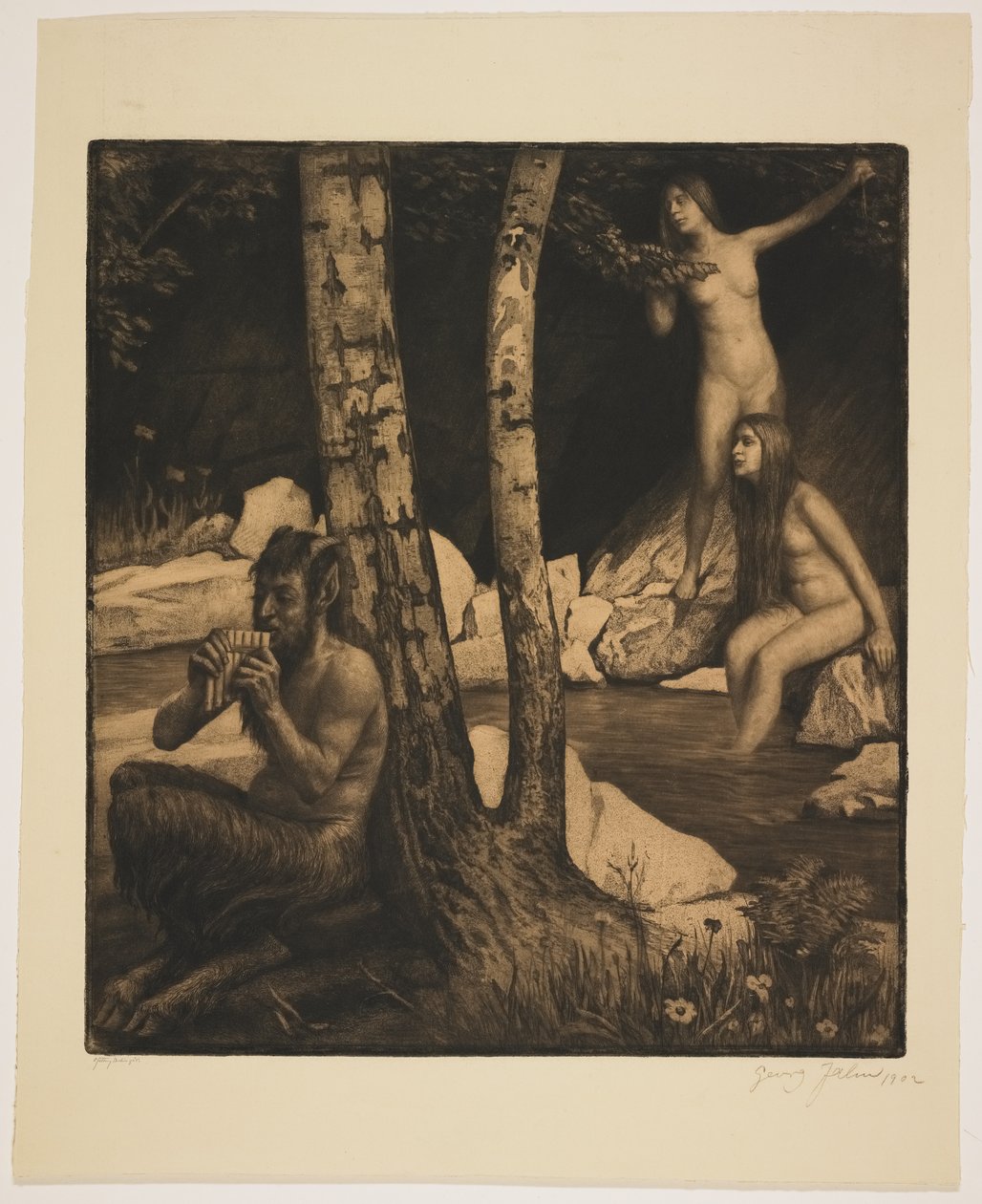 Flötender Faun von Georg Jahn